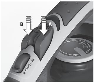 ELECTROLUX 4 SAFETY - Junkite maitinimo laida i maitinimo anga. Maitinimo indicatoriaus lemupte jsijungia. Nustatykite temperatura pasukdami temperaturos regulatoriui atitinkama parinkti. Kai lemupte issijungia, lgintuvas paruoostas naudojimui. - 1