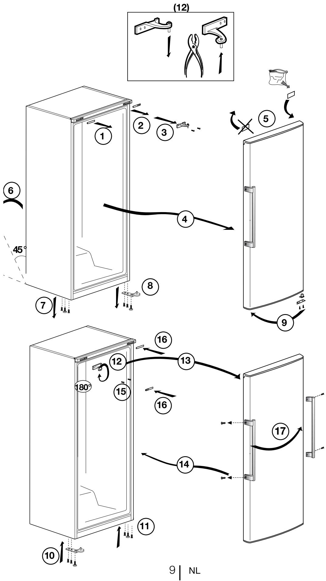 GRAM FS 3215-90 - Hoe de deuren om te zetten - 1
