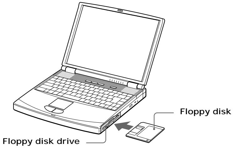 SONY PCGA-WMS5 - To insert a floppy disk - 1