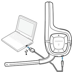 PLANTRONICS AUDIO 300 - Chargement du micro-casque à l'aide du chargeur USB - 1