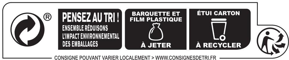 PENSEZ AU TRI ! ENSEMBLE RÉDUISONS L'IMPACT ENVIRONNEMENTAL DES EMBALLAGES BARQUETTE ET FILM PLASTIQUE À JETER ÉTUI CARTON À RECYCLER CONSIGNE POUVANT VARIER LOCALEMENT > WWW.CONSIGNESDETRI.FR