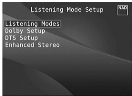 NAD T758 V3 - LISTENING MODE SETUP (CONFIGURATION DU MODE D'ÉCOUTE) - 1