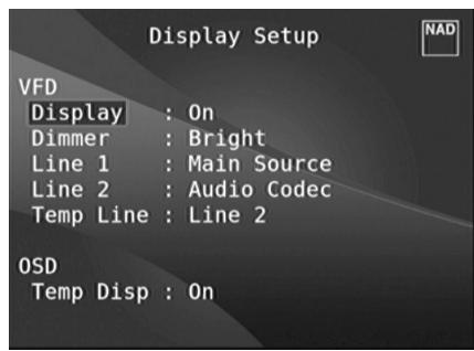 NAD T758 V3 - DISPLAY SETUP (CONFIGURATION DE L'AFFICHAGE) - 1