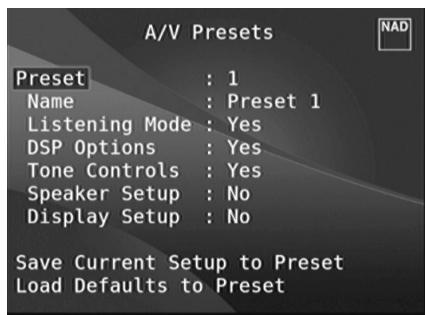 NAD T758 V3 - A/V PRESETS (PRÉRÉGLAGES A/V) - 1