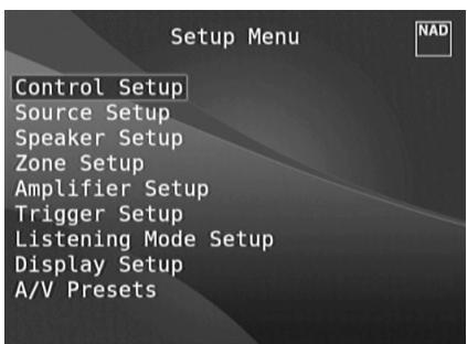 NAD T758 V3 - SETUP MENU (MENUDE CONFIGURATION) - 1