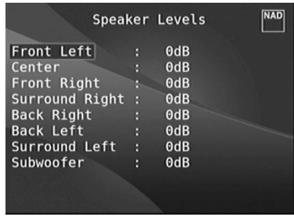 NAD T758 V3 - SPEAKER LEVELS (NIVEAUX DES HAUT-PARLEURS) - 1