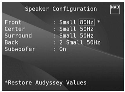 NAD T758 V3 - SPEAKER CONFIGURATION (CONFIGURATION DES HAUT-PARLEURS) - 1