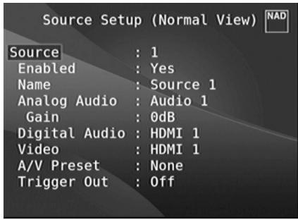 NAD T758 V3 - SOURCE SETUP (NORMAL VIEW) - CONFIGURATION DES SOURCES (PRÉSENTATION NORMALE) - 1