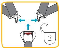 Diagram illustrating a double-headed lock mechanism with labeled components including a keyhole and lock symbol