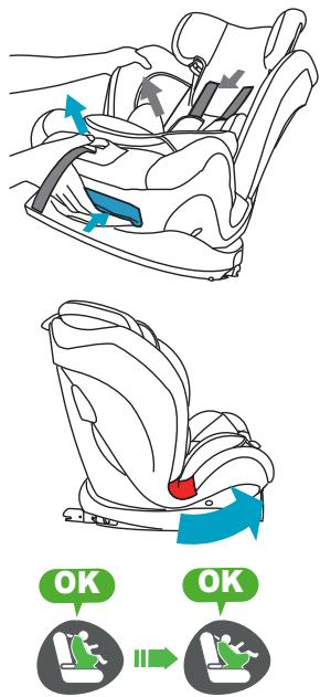 Diagram illustrating car seatbelt usage with directional arrows and OK/No signs indicating absence or absence of seats.