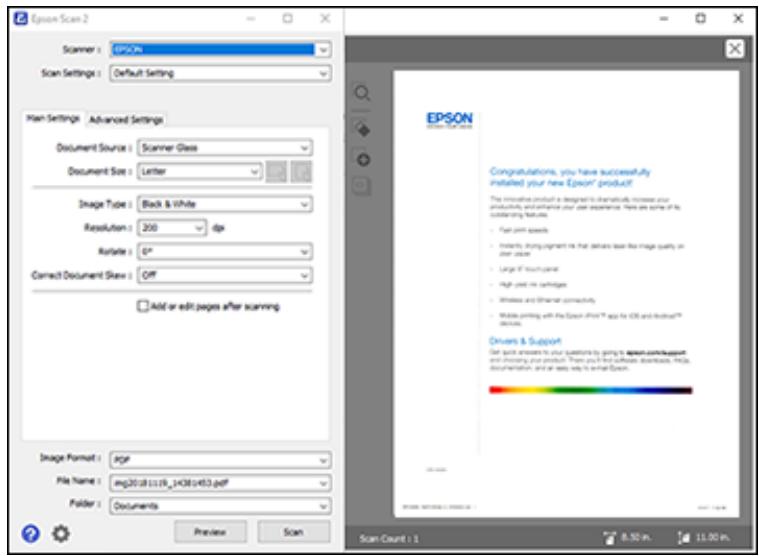 EPSON WORKFORCE WF-2850DWF - Scanning in Epson Scan 2 - 2