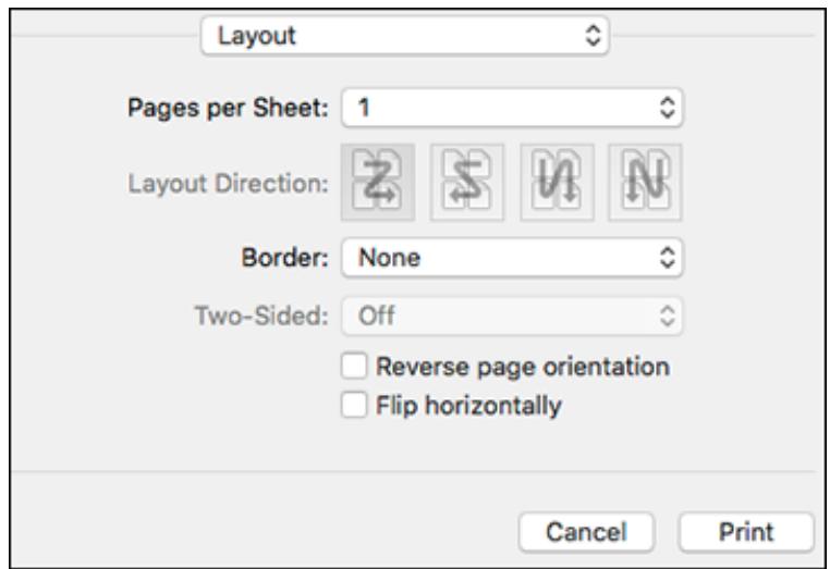 EPSON WORKFORCE WF-2850DWF - Selecting Print Layout Options - Mac - 1