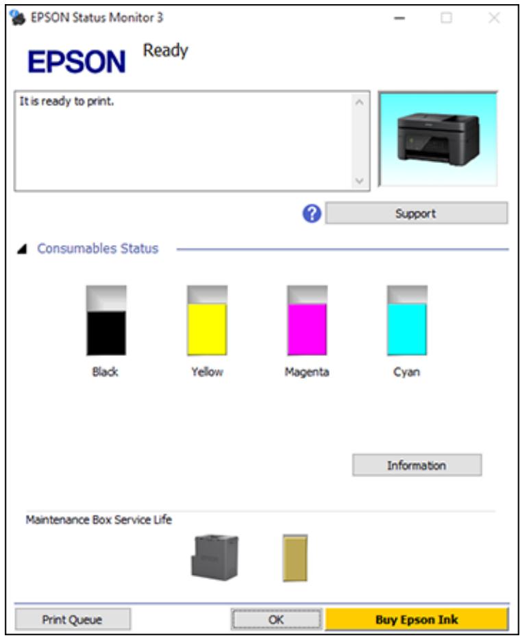 EPSON WORKFORCE WF-2850DWF - Checking Cartridge and Maintenance Box Status - Windows - 1
