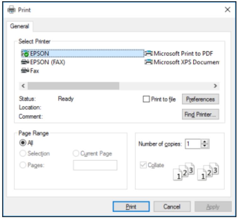 EPSON WORKFORCE WF-2850DWF - Printing Your Document or Photo - Windows - 1