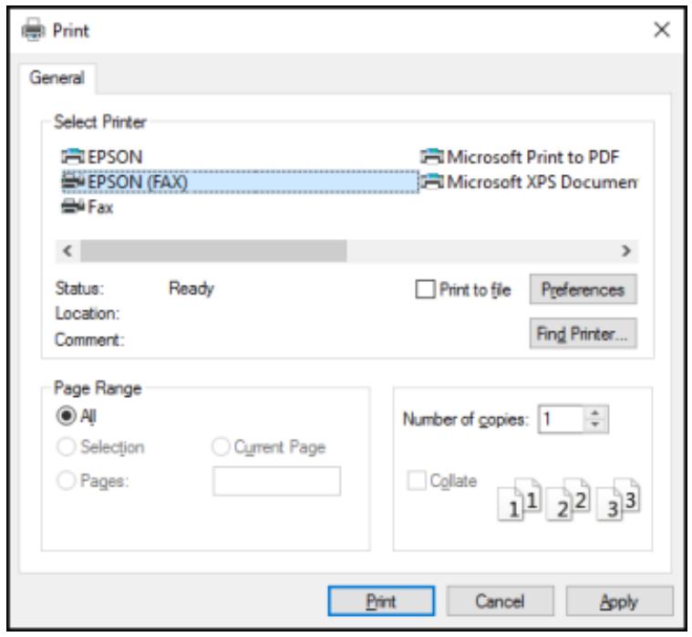 EPSON WORKFORCE WF-2850DWF - Sending Faxes Using the Fax Utility - Windows - 1