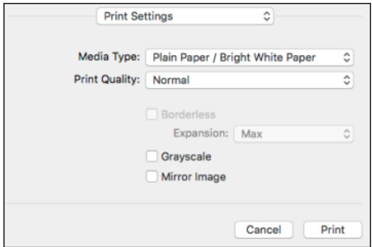 EPSON WORKFORCE WF-2850DWF - Selecting Basic Print Settings - Mac - 4