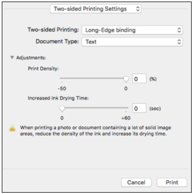 EPSON WORKFORCE WF-2850DWF - Selecting Double-sided Printing Settings - Mac - 2