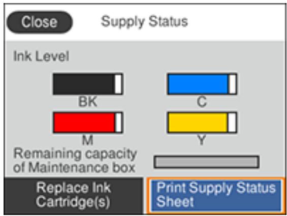 EPSON WORKFORCE WF-2850DWF - Checking Cartridge and Maintenance Box Status on the LCD Screen - 1
