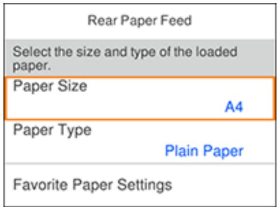 EPSON WORKFORCE WF-2850DWF - Selecting the Paper Settings for Each Source - Control Panel - 1