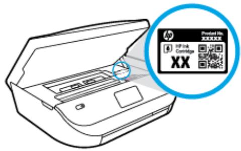 HP INSTANT INK - Localisation du numéro de cartouche sur l'imprimante - 1