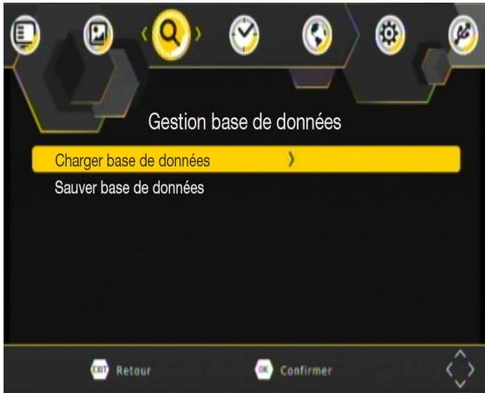 Gestion base de données Charger base de données > Sauver base de données