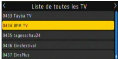 Liste de toutes les TV 0433 Tayba TV 0434 BFM TV 0435 tagesschau24 0436 Einsfestival 0437 EinsPlus