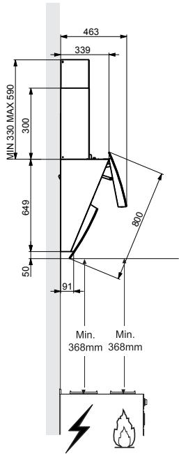 463 339 MIN 330 MAX 590 300 649 50 800 91 Min. 368mm Min. 368mm