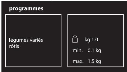programmes légumes variés rôtis kg 1.0 min. 0.1 kg max. 1.5 kg