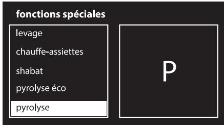 fonctions spéciales levage chauffe-assiettes shabat pyrolyse éco pyrolyse