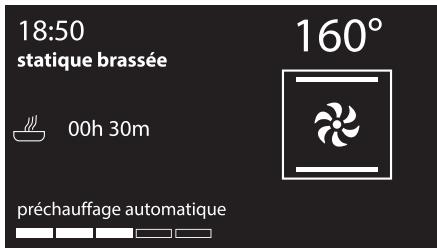 18:50 statique brassée 00h 30m préchauffage automatique 160°
