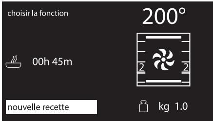 choisir la fonction 200° 00h 45m nouvelle recette kg 1.0