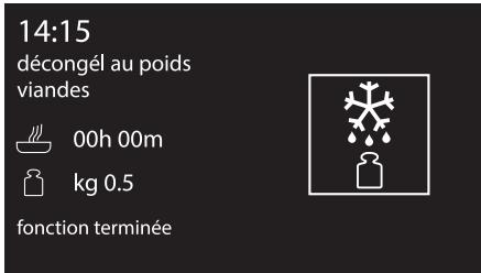 14:15 décongél au poids viandes 00h 00m kg 0.5 fonction terminée