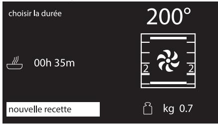 choisir la durée 200° 00h 35m 2 2 nouvelle recette kg 0.7