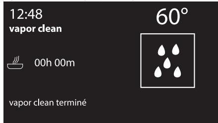 12:48 vapor clean 00h 00m 60° vapor clean terminé