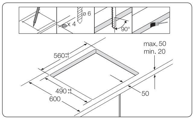 SAMSUNG NQ50K5130BS - Installer le plan de travail - 3