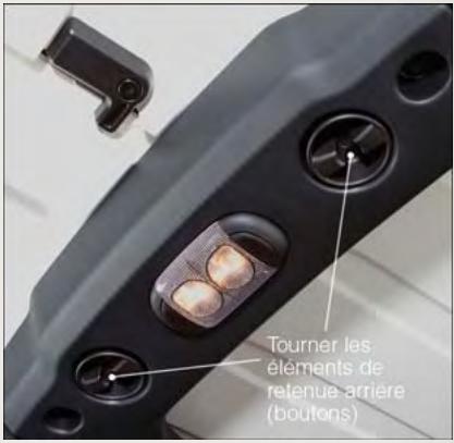 Tourner les éléments de retenue arrière (boutons)