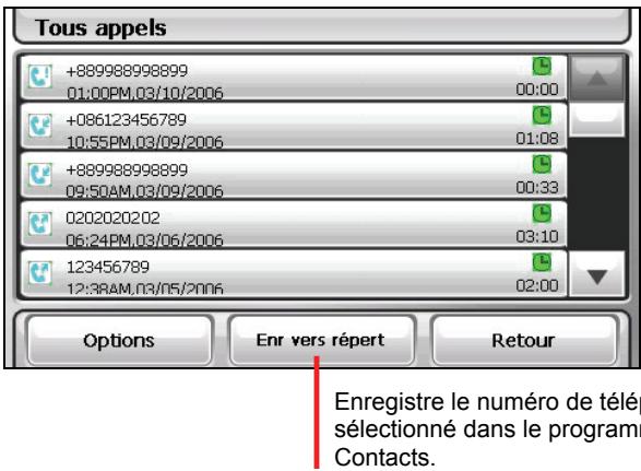 MIO SPIRIT 370 - Historique des appels - 2