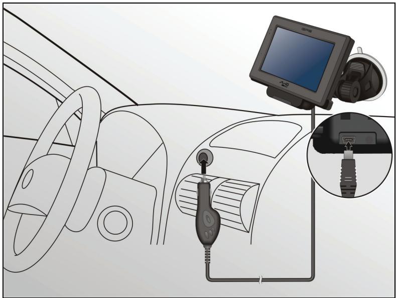 MIO SPIRIT 370 - Connector le chargeur de voiture - 1