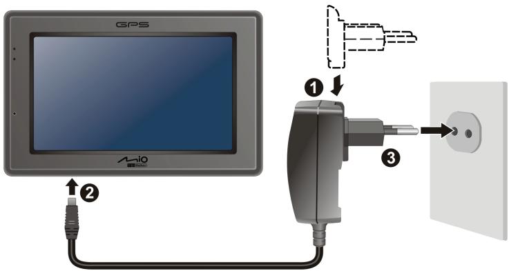 MIO SPIRIT 370 - Connecter l'alimentation CA et charger la batterie - 1