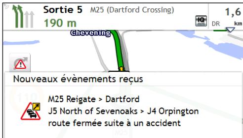 MIO MIVUE 792 - Comment vais-je savoir qu'un Évènement de traffic se produit ? - 1