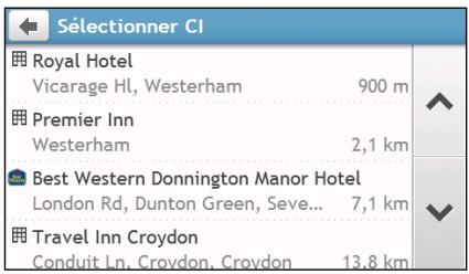 MIO MIVUE 792 - L' écran Liste des CI s'affiche. Appuyez sur l'élement désiré dans la liste. - 1