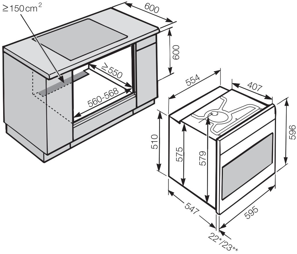 MIELE H6400 BM - Installation in a base unit - 1