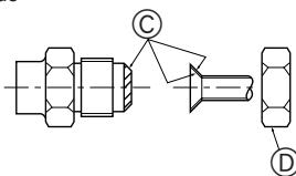 Technical diagram showing mechanical assembly with labeled components C and D