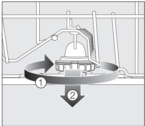 MIELE G 7360 SCVI - Retirer le bras de lavage supérieur et intermédiaire - 1
