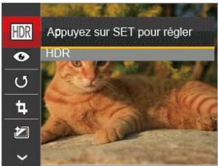 Appuyez sur SET pour régler HDR