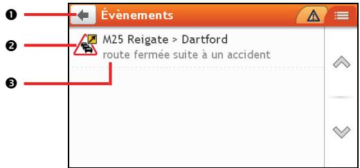 NAVMAN N20 - Comment faire pour afficher la liste de tous les événements sur mon itinéraire ? - 2