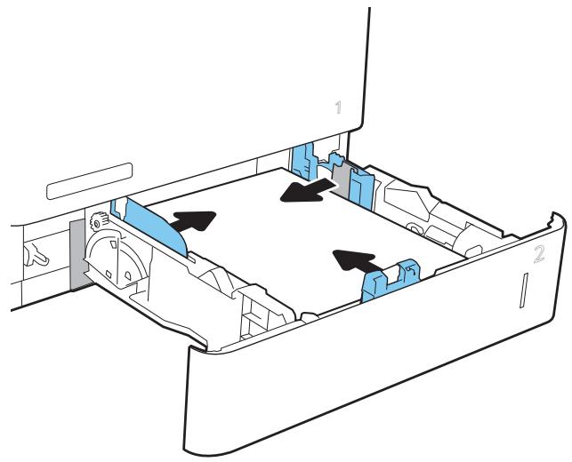 HP JET PRO M428DW - Adjust the paper-length and paper-width guides by squeezing the blue adjustment latches and sliding the guides to the size of the paper being used. - 2