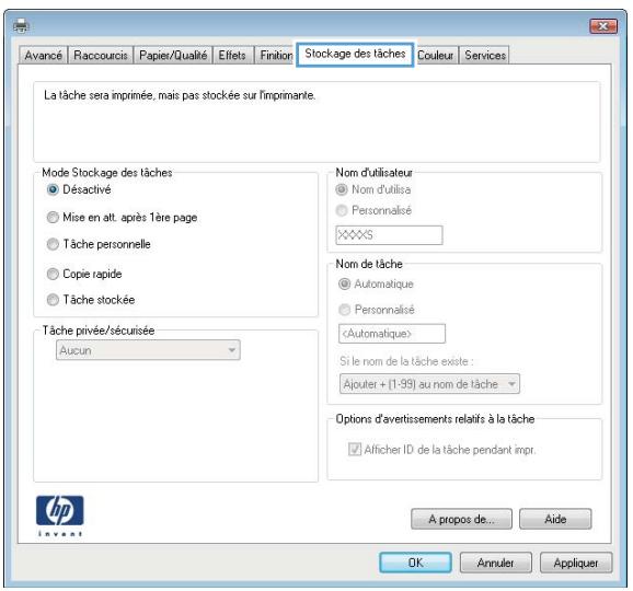 HP JET PRO M404DN - Cliquez sur l'onglet Stockage des tâches. - 1