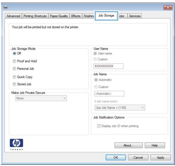 HP OFFICE 4655 - Click the Job Storage tab. - 1