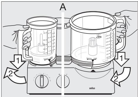BRAUN FP3020 - Režim pulzu «P» sa aktivuje otočením spinača motora dol'ava. Spinač sa do tohto nastavenia napevno neprepne. Podržte spinač v polohe pulzu alebo ho opakovane otáčajte do polohy pulzu. - 1